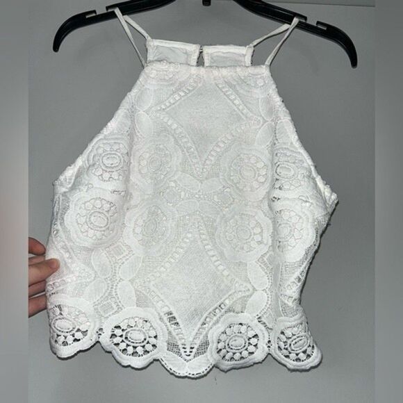 Abercrombie & Fitch White Lace Crop Top - Picture 2 of 7